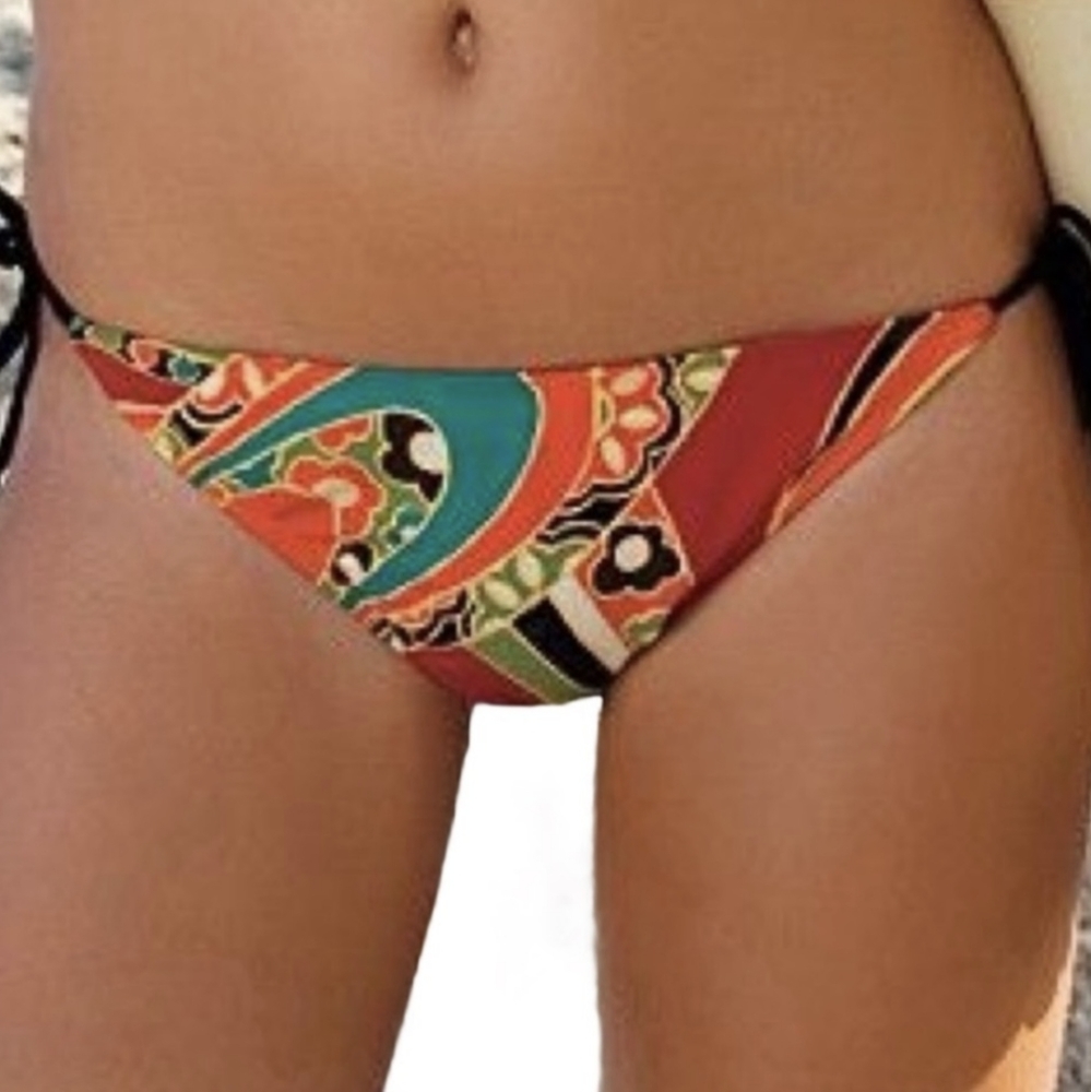 NEW ATHLETA Red Orange Swinging 60's String Bikini Bottoms Size Medium - Picture 2 of 7